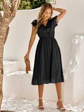 Women's summer V-neck solid color waist cinching dress